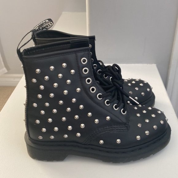 Dr Martens Black 1460 Studs Wanama Leather Lace Up Boots Size 5 - Picture 4 of 13